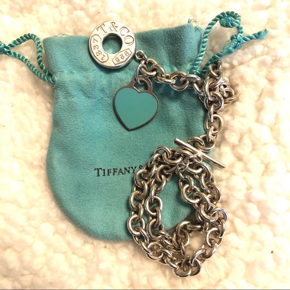Tiffany & Co. Jewelry - Tiffany & Co Classic toggle necklace w/💙charm